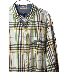 Club Room Mens 2XL Cream Long Sleeve‎ Button Down Shirt Western Cowboy Style Top
